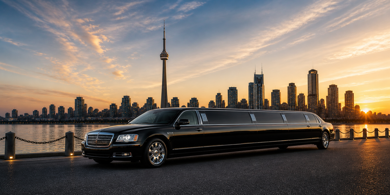 Limousine with beautiful sunset